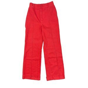 VINTAGE Sailor Nautical Red Flared Long Cuffed Lapel Denim Pleated Pant SEARS 26